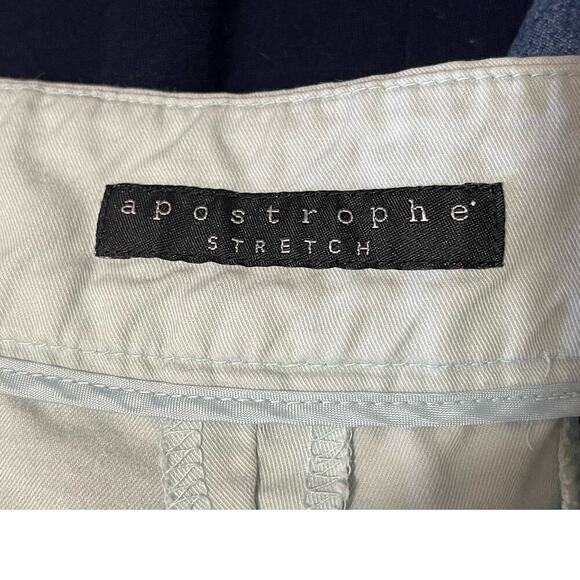 Apostrophe Womens Stretch Chino Pants Size 10 Cropped Pale Light Blue Cuffed Hem - Picture 2 of 9
